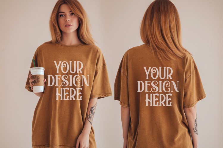 Mustard Comfort Colors 1717 Front & back T shirt Mockup