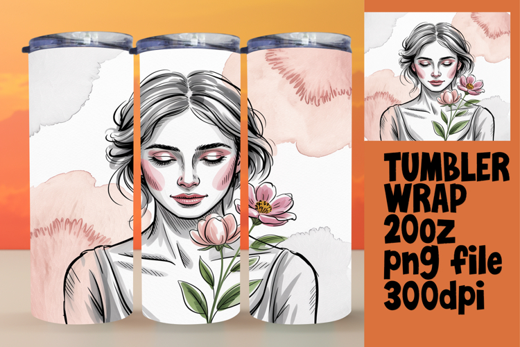 BEAUTIFUL 20oz Tumbler Wrap PNG , Beauty Woman