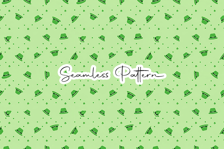 Tiny Irish Hat and Clover Pattern - Leprechaun & Clovers