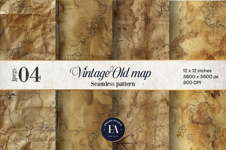 Vintage World Maps Pattern, Junk journal papers