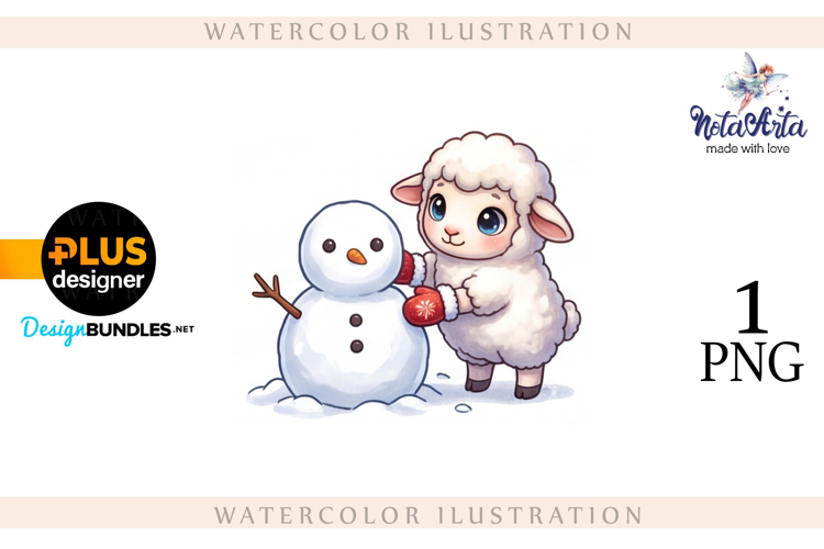 Christmas Sheep in Watercolor Style