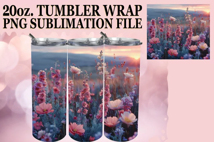 Vibrant Spring Meadow of Flowers Tumbler Sublimation