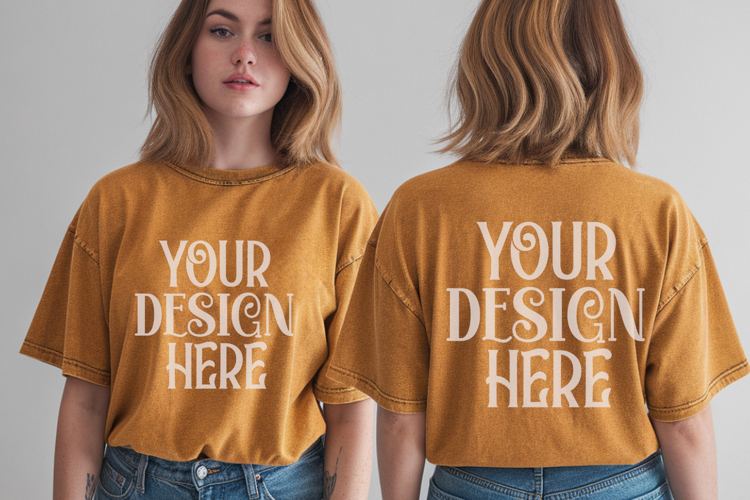Mustard Comfort Colors 1717 Front & back T shirt Mockup