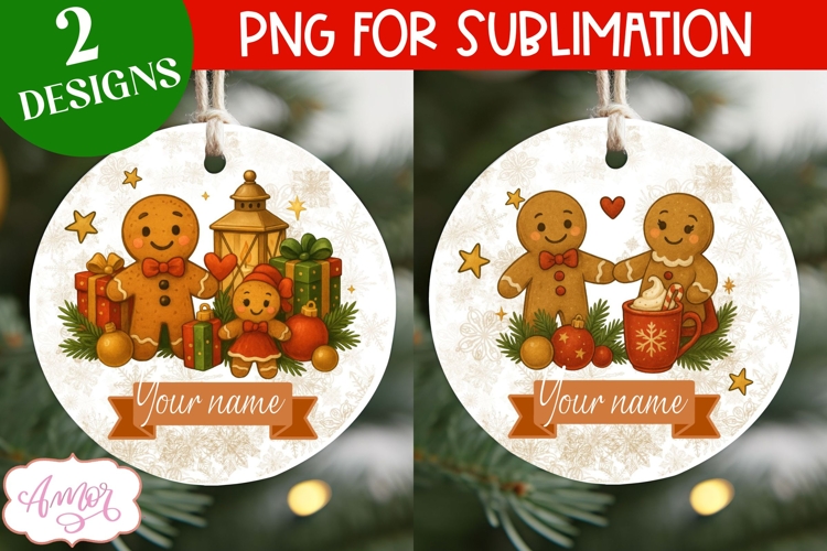 Custom Christmas ornament PNG, Gingerbread man ornament png