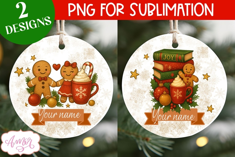 Custom Christmas ornament PNG, Gingerbread man ornament png