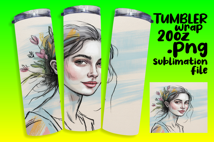 SLEEK PNG Tumbler Design 20oz , Beauty Woman