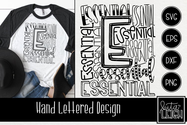 Essential Worker Typography Shirt | Hand Lettered Design example image 1