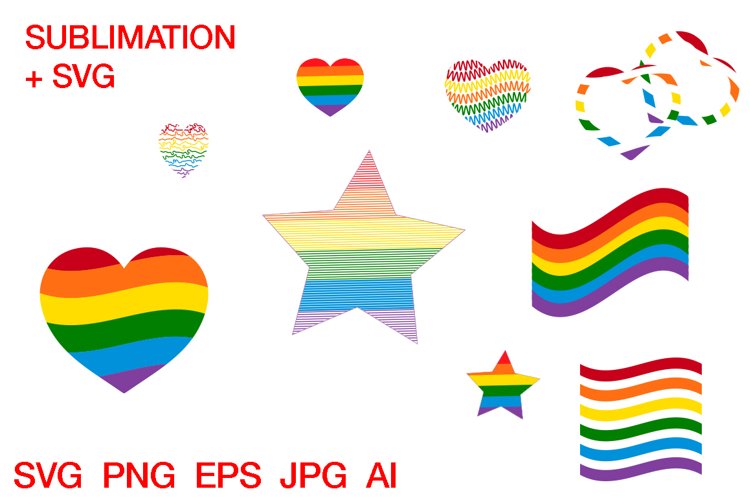 LGBT Pride set svg Cutting Template digital printable example image 1