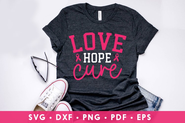 Breast Cancer SVG, Love Hope Cure, Cancer Awareness SVG example image 1