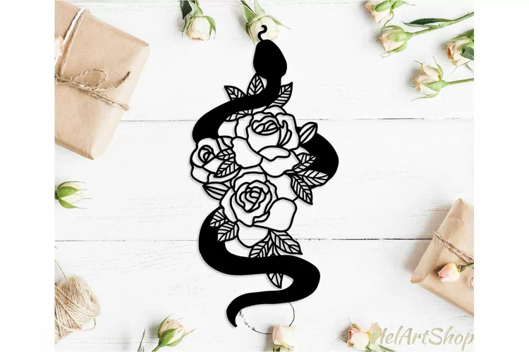 Snake among flowers svg design