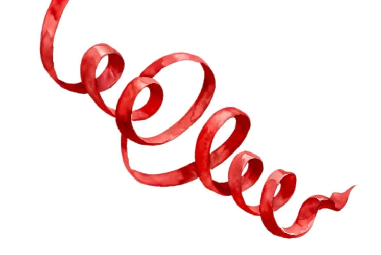 Red Ribbon Streamer or Serpentine Swirl