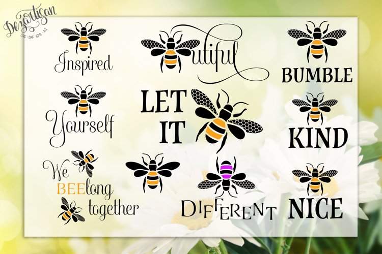 Bee Bumble | Beeutiful | Be Different | Bee Bundle SVG | DXF example image 1