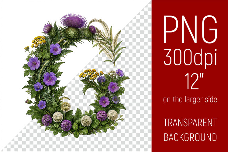 Floral G Monogram PNG | Wildflower Initial Letter Clipart example image 1