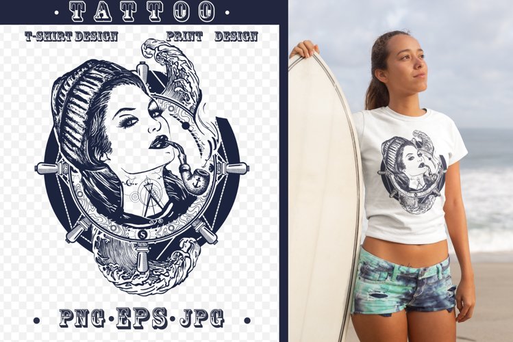 Sailor woman tattoo example image 1