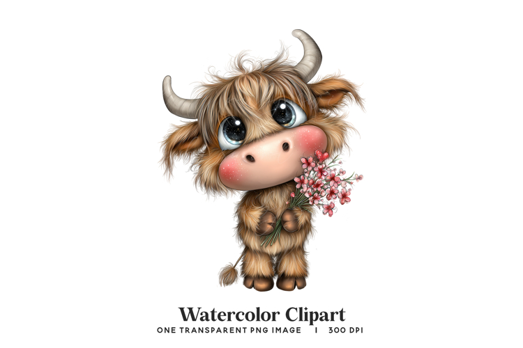 Valentine Flower Cow Clipart