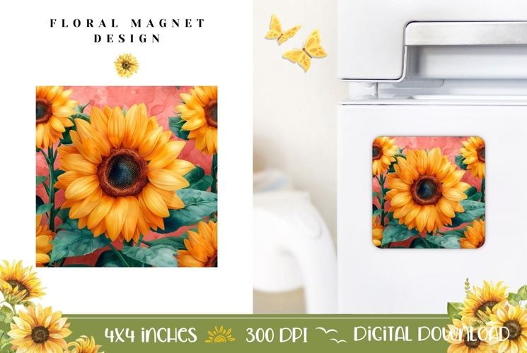 Cute Flowers Magnet Design, Sunflowers Magnet Sublimation