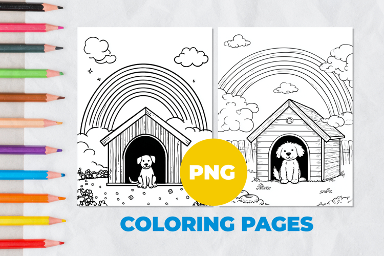 Puppy under the rainbow Coloring Page | Coloring book