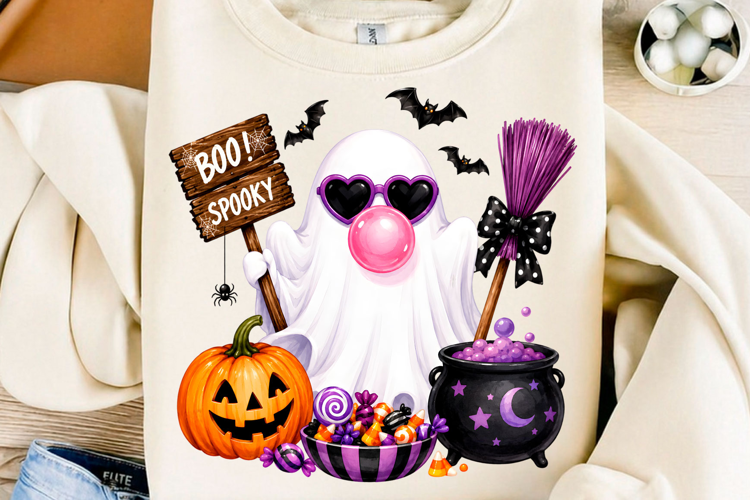 Boo Spooky Ghost PNG Cute Witchy Halloween Sublimation