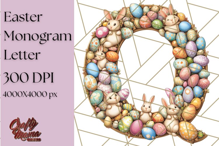 Easter Letter Q Clipart, Bunny Alphabet PNG, Egg Monogram