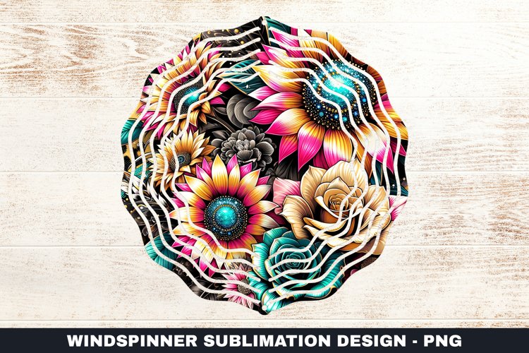 Flowers Wind Spinner Sublimation Design