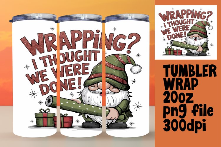 20oz Sublimation Gift Template , Gnomes