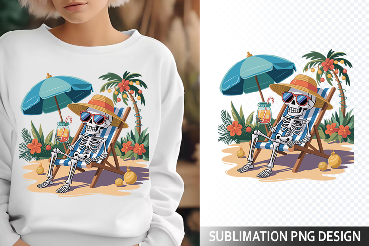 Funny Summer Skeleton Illustration - Sublimation PNG Design