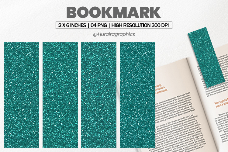 Teal Fine Glitter Bookmark PNG, Bookmark Sublimation