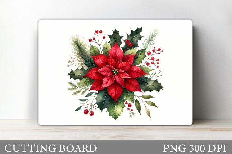 Poinsettia Cutting Board. Christmas Cutting Board Design example image 1