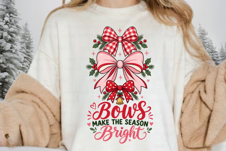 Bows Make The Season Bright PNG Sublimation Design