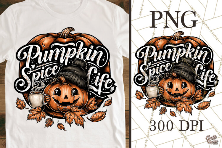 Pumpkin Spice Life PNG Cute Smiling Pumpkin Graphic example image 1