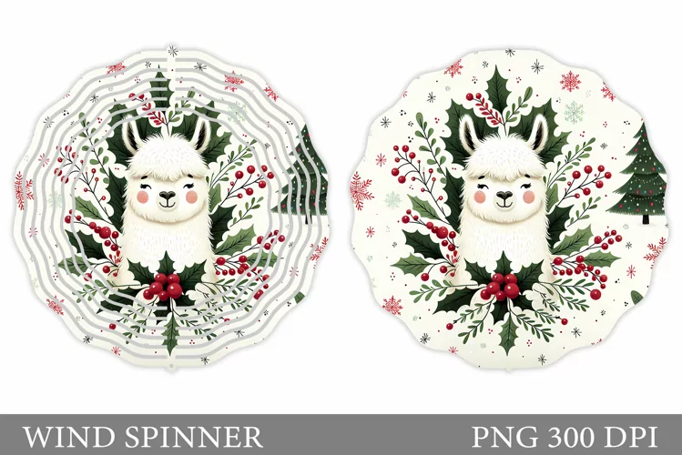 Christmas Lama Wind Spinner. Christmas Wind Spinner Design