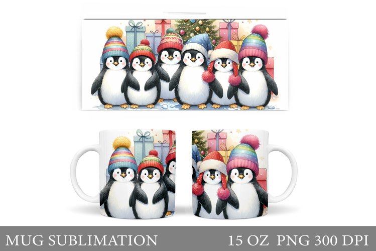 Christmas Penguin Mug Design. Christmas Mug Sublimation example image 1