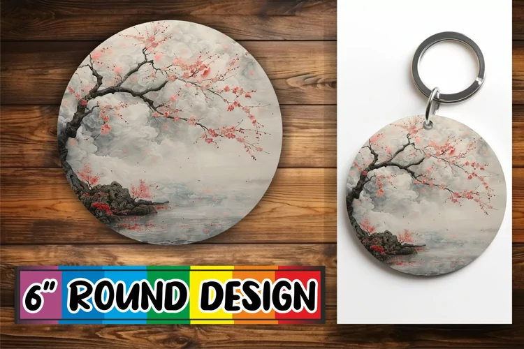Spring Beauty View Circle Kaychain Sublimation Design Print