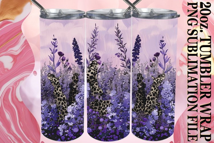 Floral Glitter Leopard Tumbler Design: Sublimation - 20oz