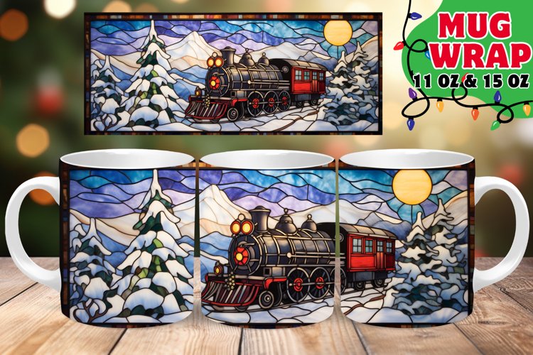 Winter Stained Glass Fantasy 11oz 15oz Mug Wrap example image 1