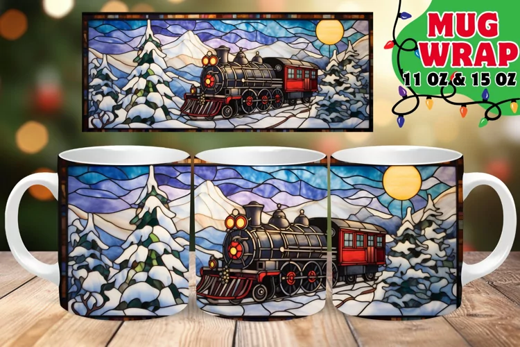 Winter Stained Glass Fantasy 11oz 15oz Mug Wrap