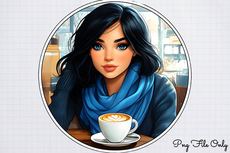 Coffee Shop Girls Clipart PNG