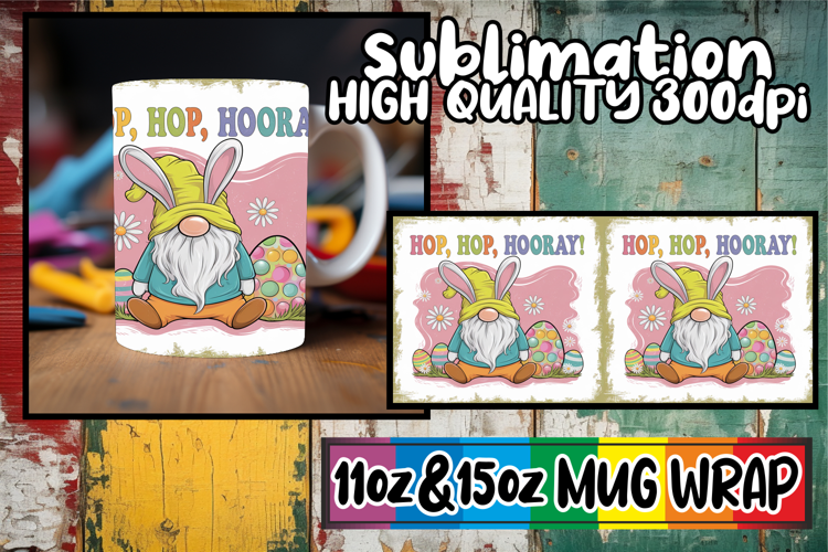 Bright horizons sublimation print wrap, Easter Gnome