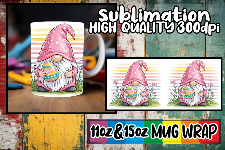 Unique charm 11oz 15oz sublimation wrap, Easter Gnomes
