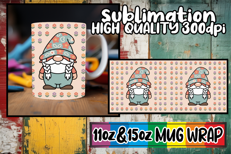 Joyful journeys 11oz 15oz mug wrap, Gnomes