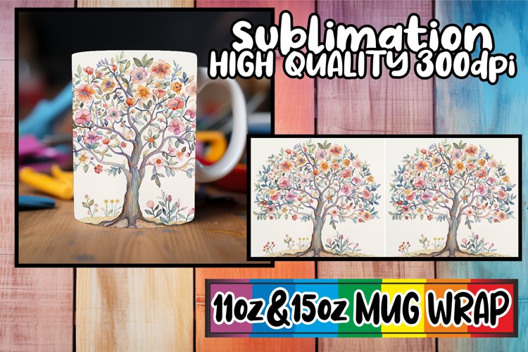 Spring Fling Mug Sublimation Wrap - Colorful Design example image 1