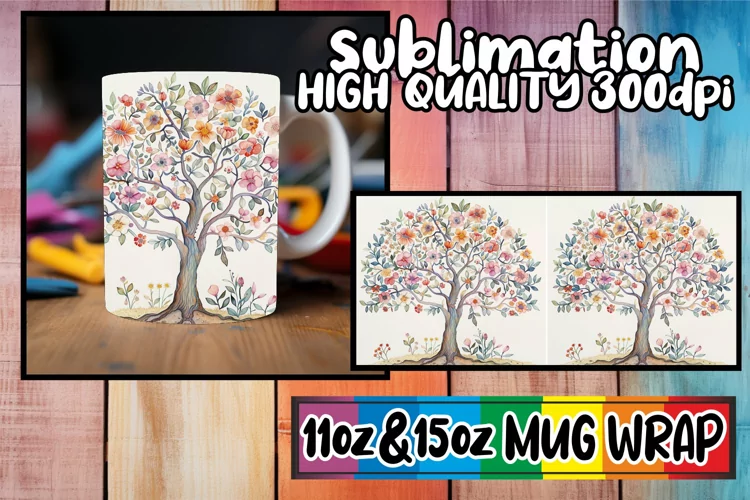 Spring Fling Mug Sublimation Wrap - Colorful Design