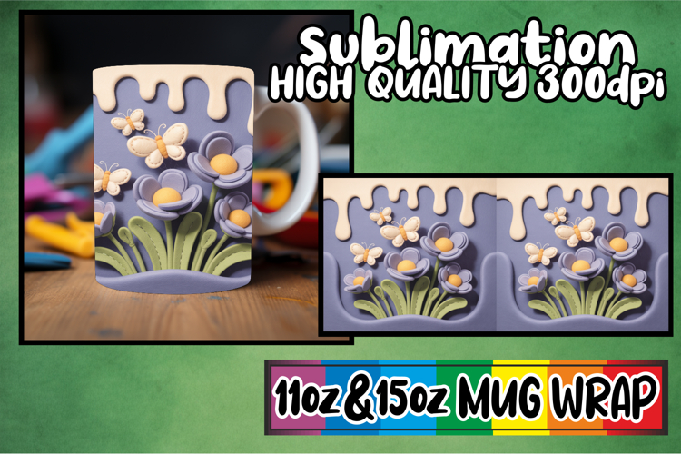 Serene evenings sublimation mug wrap, 3D Flowers