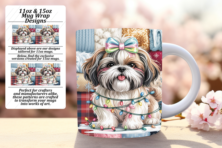 Sweet 15oz Mug Wrap Png Design , Holiday Pets