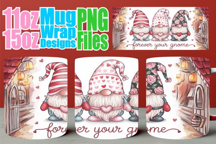 Joyful journeys 11oz 15oz mug wrap, Love Gnome example image 1