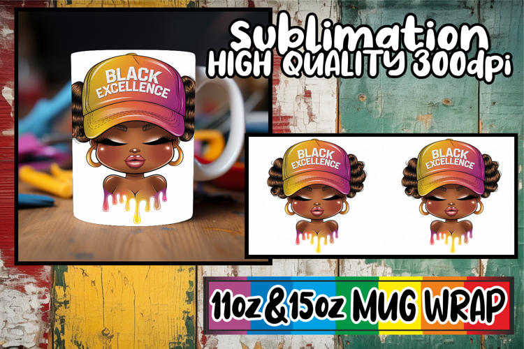 Magical moments 11oz 15oz sublimation wrap, Black Woman
