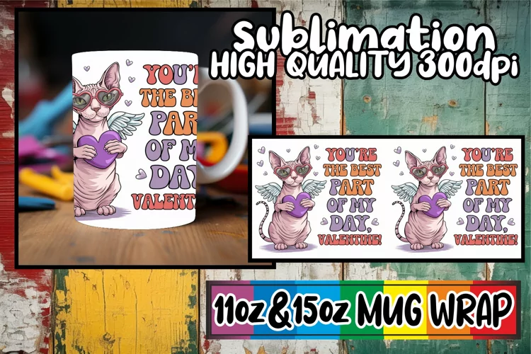 Lovely moments 11oz 15oz sublimation wrap, Valentines Cat