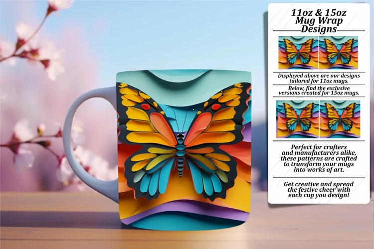 Radiant Spring Butterfly Delight: Mug Wrap