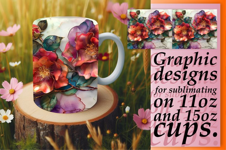Whimsical Floral Fantasy Mug Wrap: 3D Sublimation example image 1