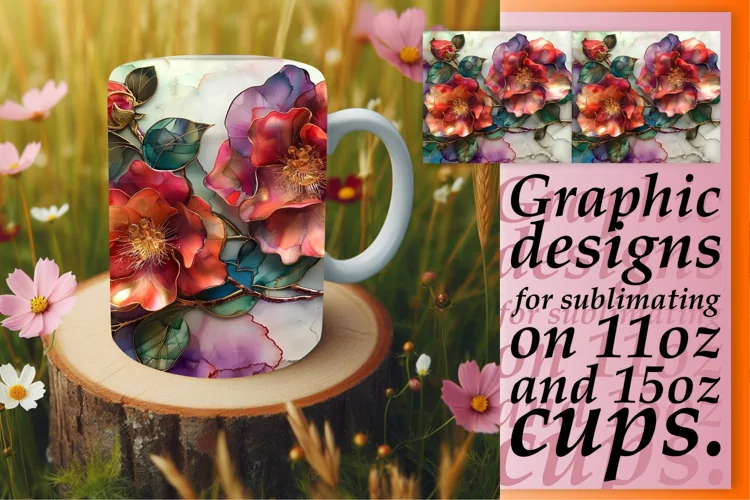 Whimsical Floral Fantasy Mug Wrap: 3D Sublimation